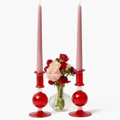 Candle Holders<Mrs. Alice Small Camille Red Candle Holder (Pair)