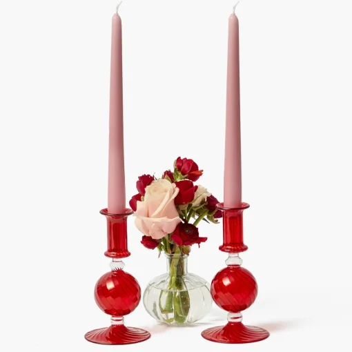 Candle Holders<Mrs. Alice Small Camille Red Candle Holder (Pair)