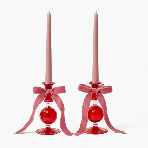 Candle Holders<Mrs. Alice Small Camille Red Candle Holder (Pair)