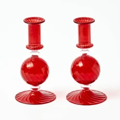 Candle Holders<Mrs. Alice Small Camille Red Candle Holder (Pair)