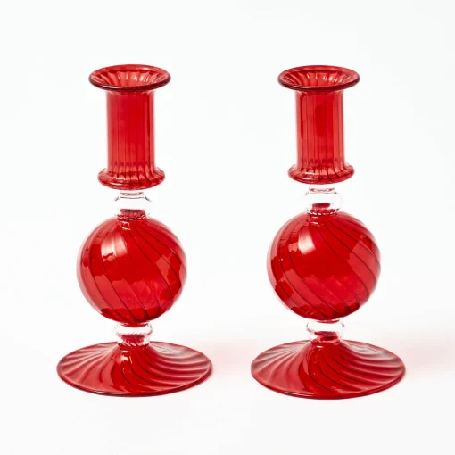 Candle Holders<Mrs. Alice Small Camille Red Candle Holder (Pair)