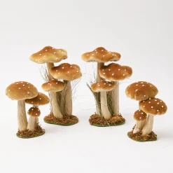 Autumn Decorations<Mrs. Alice Small Caramel Velvet Mushrooms (Set of 3)