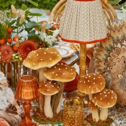 Autumn Decorations<Mrs. Alice Small Caramel Velvet Mushrooms (Set of 3)