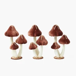 Autumn Decorations<Mrs. Alice Small Chocolate Glitter Velvet Mushroom (Set of 3)