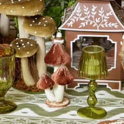 Autumn Decorations<Mrs. Alice Small Chocolate Glitter Velvet Mushroom (Set of 3)