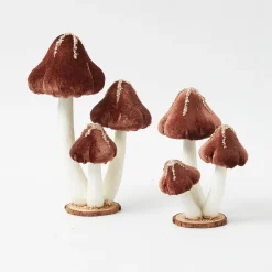 Autumn Decorations<Mrs. Alice Small Chocolate Glitter Velvet Mushroom (Set of 3)