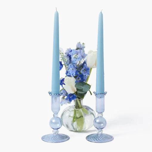 Summer Candleware | Candle Holders<Mrs. Alice Small Eden Blue Candle Holder (Pair)