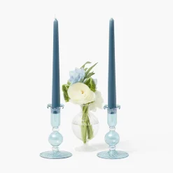 Summer Candleware | Candle Holders<Mrs. Alice Small Eden Blue Candle Holder (Pair)
