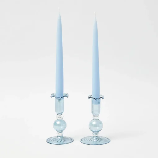 Summer Candleware | Candle Holders<Mrs. Alice Small Eden Blue Candle Holder (Pair)