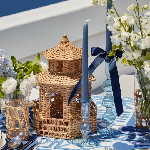 Summer Candleware | Candle Holders<Mrs. Alice Small Eden Blue Candle Holder (Pair)