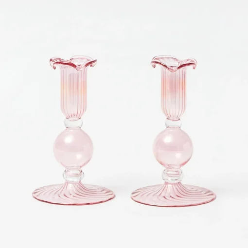 Candle Holders<Mrs. Alice Small Eden Pink Candle Holder (Pair)
