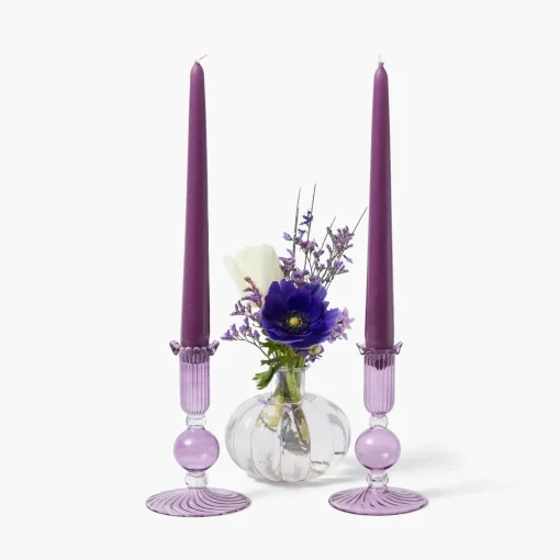 Candle Holders<Mrs. Alice Small Eden Purple Candle Holder (Pair)