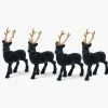 Christmas Decorations<Mrs. Alice Small Flocked Navy Reindeers with Gold Antlers (Set of 4)