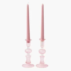 Summer Candleware | Candle Holders<Mrs. Alice Small Gisele Pink Candle Holder (Pair)