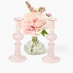 Summer Candleware | Candle Holders<Mrs. Alice Small Gisele Pink Candle Holder (Pair)