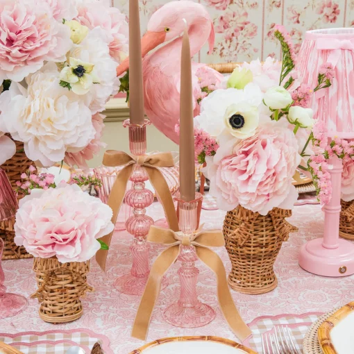Summer Candleware | Candle Holders<Mrs. Alice Small Gisele Pink Candle Holder (Pair)