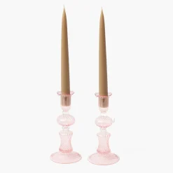 Summer Candleware | Candle Holders<Mrs. Alice Small Gisele Pink Candle Holder (Pair)