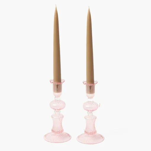 Summer Candleware | Candle Holders<Mrs. Alice Small Gisele Pink Candle Holder (Pair)