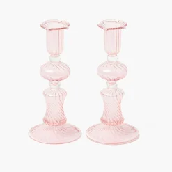 Summer Candleware | Candle Holders<Mrs. Alice Small Gisele Pink Candle Holder (Pair)