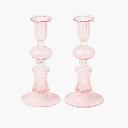Summer Candleware | Candle Holders<Mrs. Alice Small Gisele Pink Candle Holder (Pair)