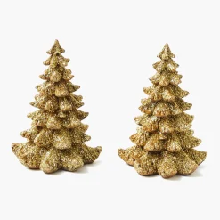 Christmas Decorations<Mrs. Alice Small Gold Glitter Christmas Tree (Pair)