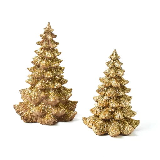 Christmas Decorations<Mrs. Alice Small Gold Glitter Christmas Tree (Pair)