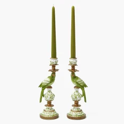 Summer Candleware | Candle Holders<Mrs. Alice Small Green Parrot Candle Holders (Pair)