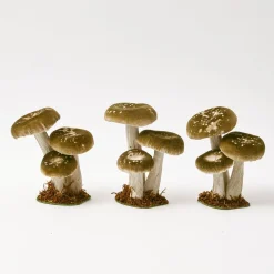 Year-round Decorations | Autumn Decorations<Mrs. Alice Small Green Velvet Mushrooms (Set of 3)