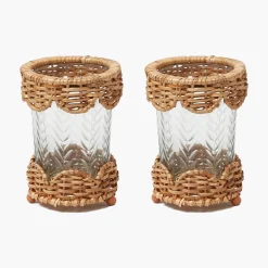 Summer Glassware | Summer Candleware<Mrs. Alice Small Helena Rattan Hurricane Lantern (Pair)