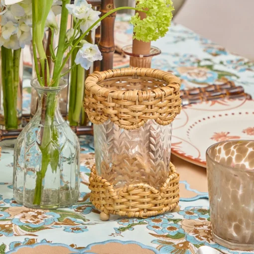Summer Glassware | Summer Candleware<Mrs. Alice Small Helena Rattan Hurricane Lantern (Pair)