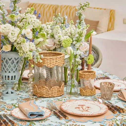 Summer Glassware | Summer Candleware<Mrs. Alice Small Helena Rattan Hurricane Lantern (Pair)