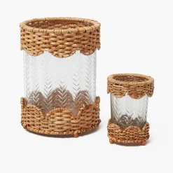 Summer Glassware | Summer Candleware<Mrs. Alice Small Helena Rattan Hurricane Lantern (Pair)