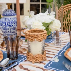 Summer Glassware | Summer Candleware<Mrs. Alice Small Helena Rattan Hurricane Lantern (Pair)