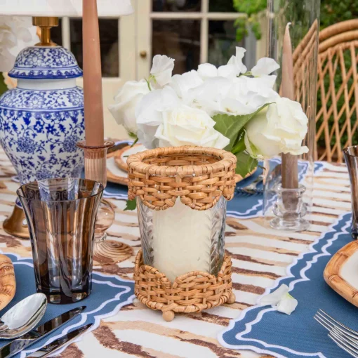 Summer Glassware | Summer Candleware<Mrs. Alice Small Helena Rattan Hurricane Lantern (Pair)