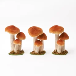 Year-round Decorations | Autumn Decorations<Mrs. Alice Small Orange Velvet Mushrooms (Set of 3)