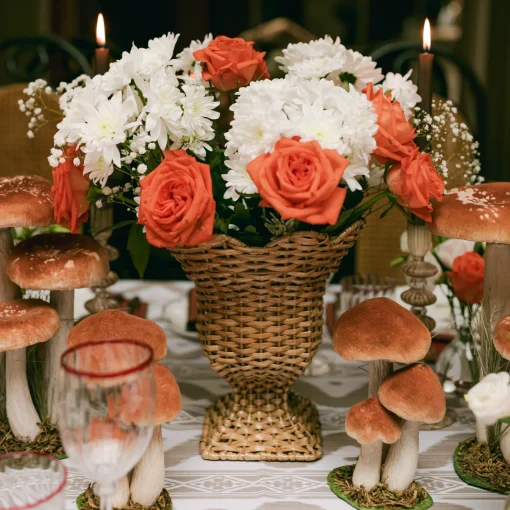 Year-round Decorations | Autumn Decorations<Mrs. Alice Small Orange Velvet Mushrooms (Set of 3)