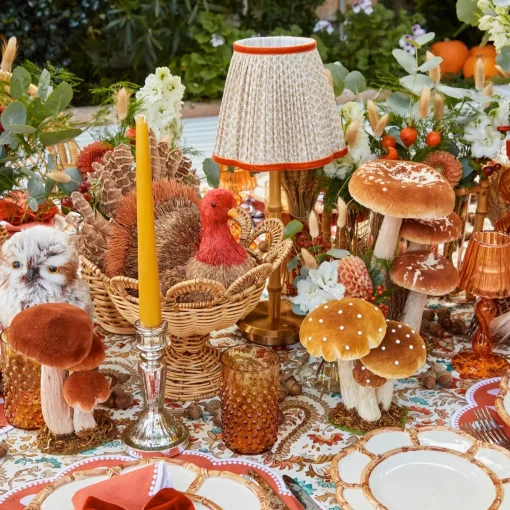 Year-round Decorations | Autumn Decorations<Mrs. Alice Small Orange Velvet Mushrooms (Set of 3)