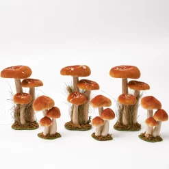 Year-round Decorations | Autumn Decorations<Mrs. Alice Small Orange Velvet Mushrooms (Set of 3)