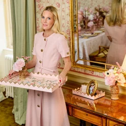 Trays | For Her<Mrs. Alice Small Pink Chinosierie Tole Tray