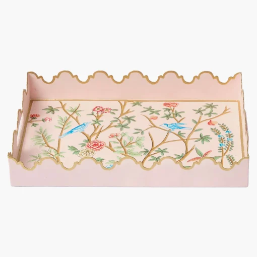 Trays | For Her<Mrs. Alice Small Pink Chinosierie Tole Tray