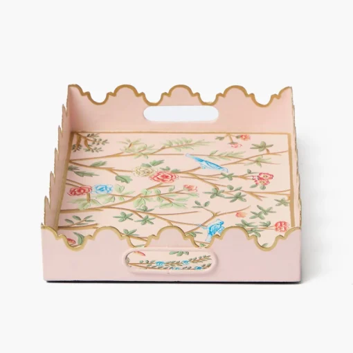 Trays | For Her<Mrs. Alice Small Pink Chinosierie Tole Tray