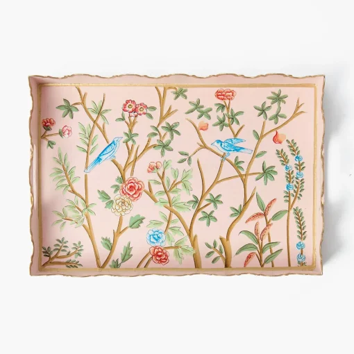 Trays | For Her<Mrs. Alice Small Pink Chinosierie Tole Tray