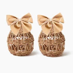 Spring Decorations<Mrs. Alice Small Rattan Woven Egg with Oat Bows (Pair)