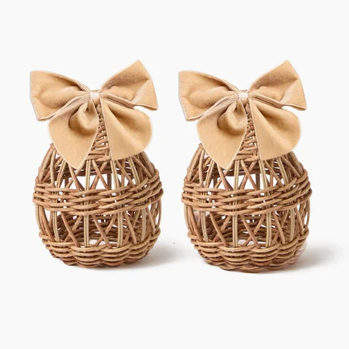 Spring Decorations<Mrs. Alice Small Rattan Woven Egg with Oat Bows (Pair)