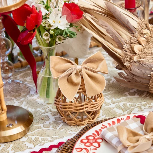 Spring Decorations<Mrs. Alice Small Rattan Woven Egg with Oat Bows (Pair)
