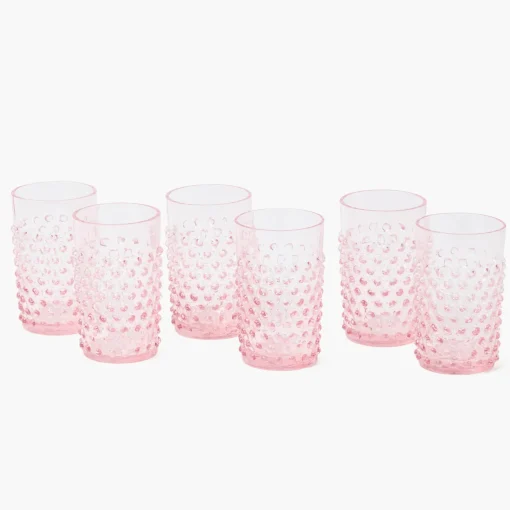 Summer Glassware | Glassware Sets<Mrs. Alice Small Rose Pink Hobnail Jug & Glasses (Set of 6)