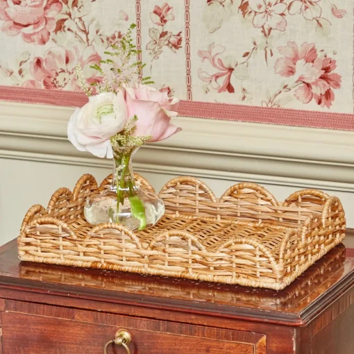 Trays | Trays<Mrs. Alice Small Scalloped Rattan Tray