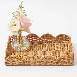 Trays | Trays<Mrs. Alice Small Scalloped Rattan Tray