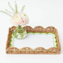 Trays | Trays<Mrs. Alice Small Scalloped Rattan Tray