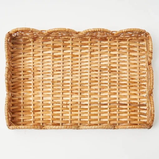 Trays | Trays<Mrs. Alice Small Scalloped Rattan Tray